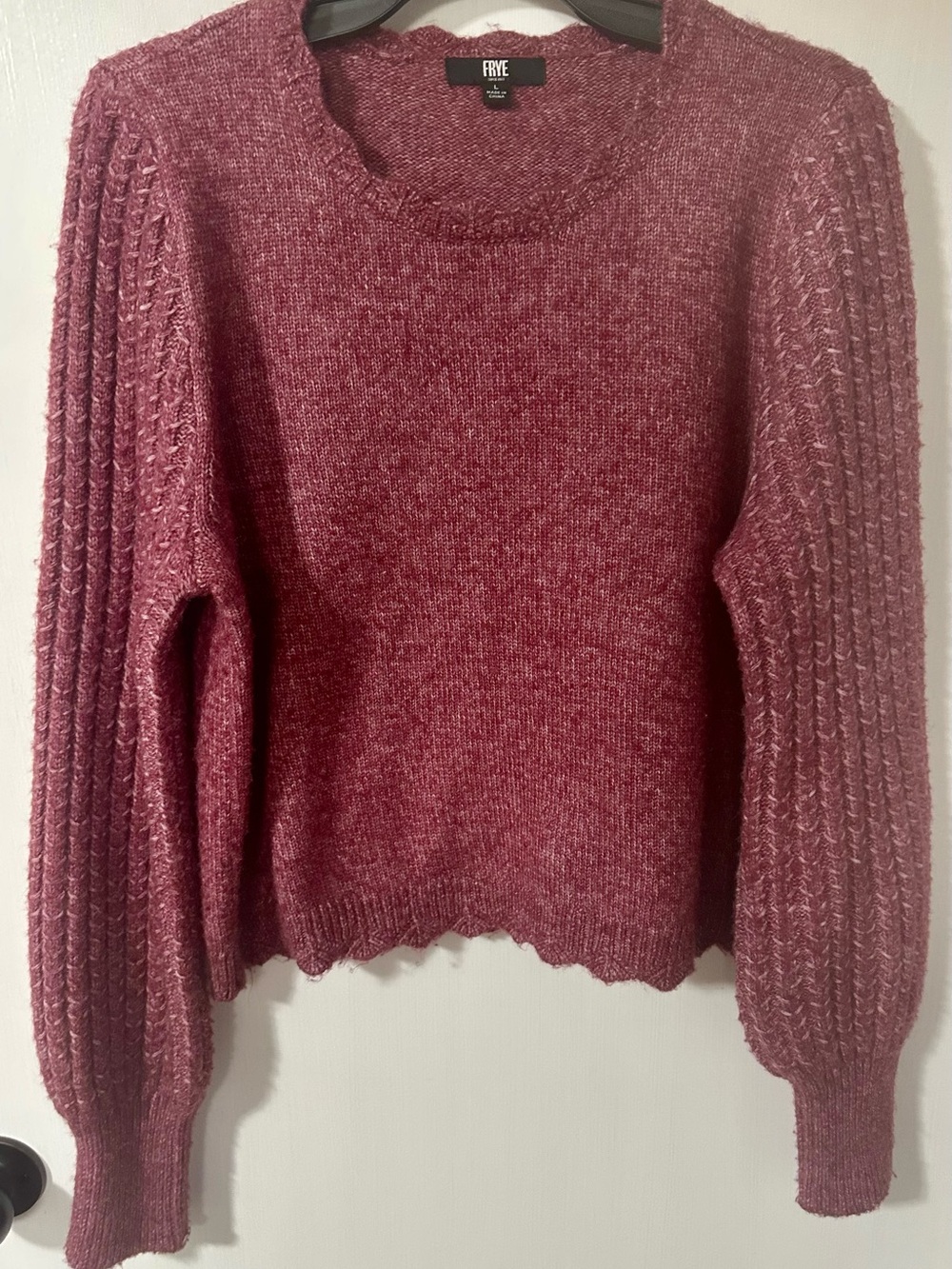 FRYE Wool Blend Balloon-Sleeve Crewneck Sweater